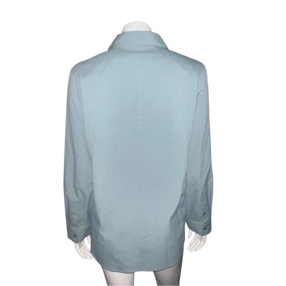 Athleta Midtown Shirt II Laser Cut Button Down Dusty Sage Extra Large NWOT - Picture 6 of 11
